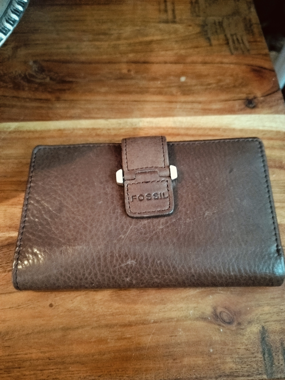 Fossil Brown Leather Women's Wallet - Snap Closure